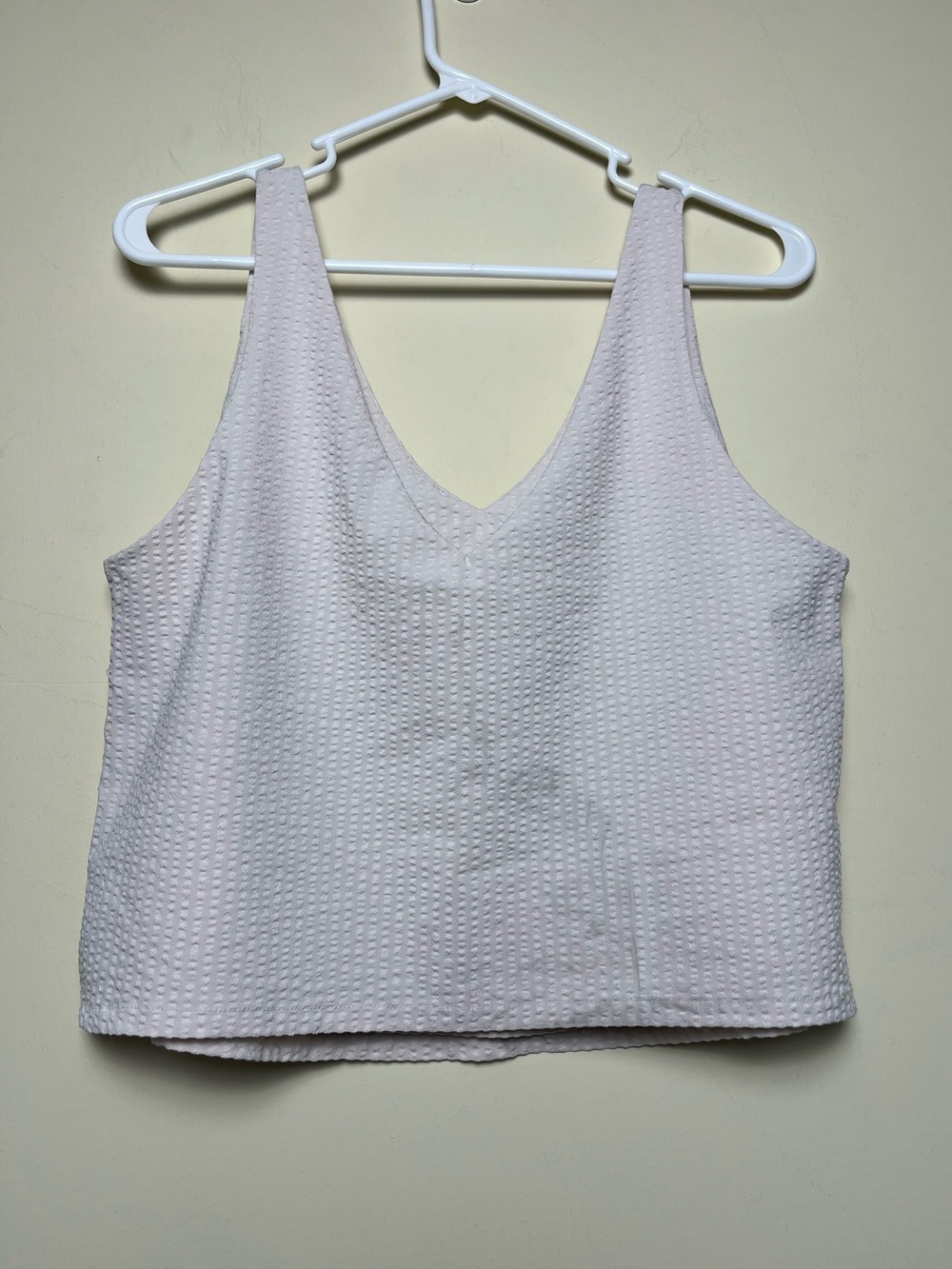 Vuori Villa Textured V Neck Crop Tank Top Tank Beige Ivory Women’s Size M - Picture 2 of 8